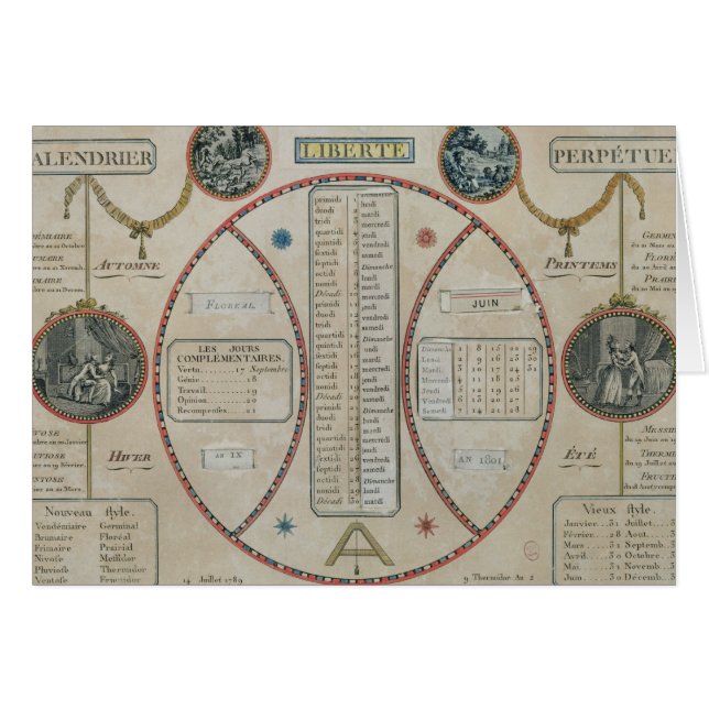 Calendrier républicain perpétuel, juin 1801 (Devant horizontal)