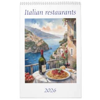 Calendrier Restaurant italien 2026 aquarelle original