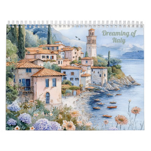 Calendrier Rêverie sur l'Italie   Paysage à l'aquarelle 2026