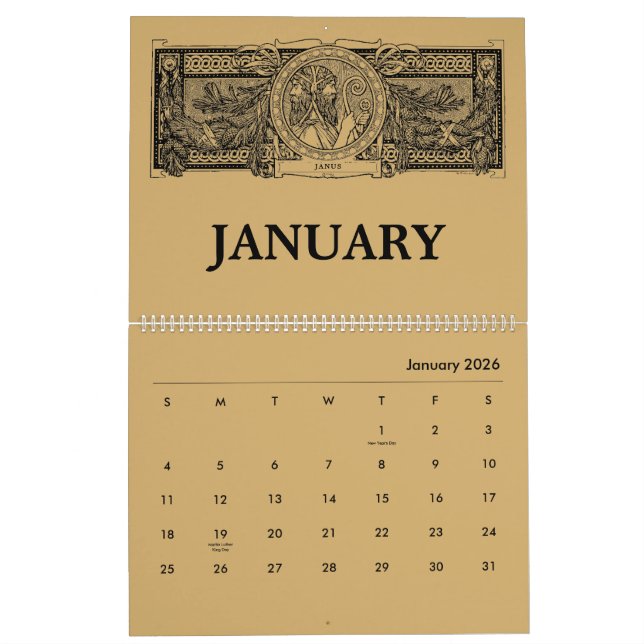 Calendrier Roman Mythology Art Nouveau (Jan 2026)