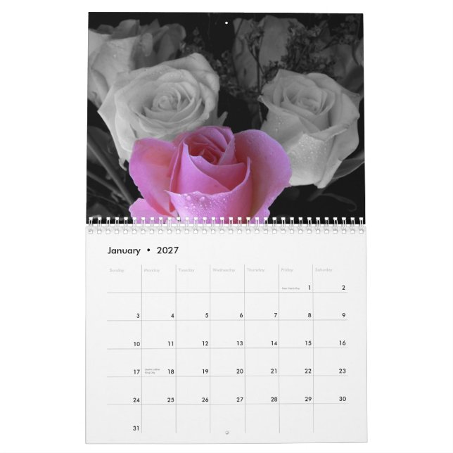 Calendrier Rose 2027 (Jan 2027)