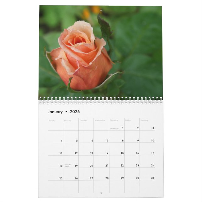 Calendrier rose d'amants de gratitude (Jan 2026)