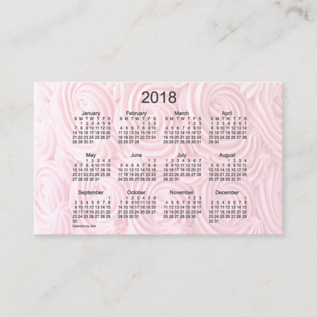 Calendrier rose du givrage 2018 par la carte de (Devant)