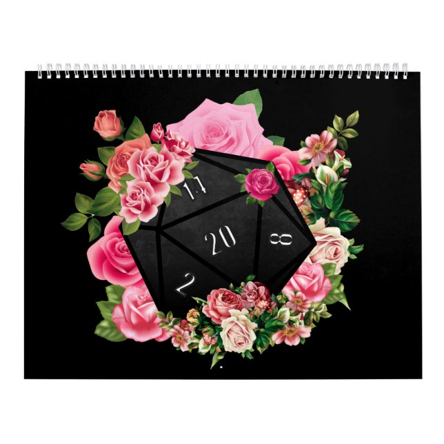 Calendrier Rose Floral D20 Tabletop Dice RPG (Protection)