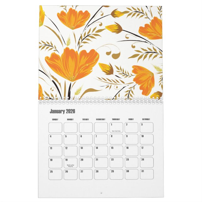 Calendrier Rose jaune (Jan 2026)