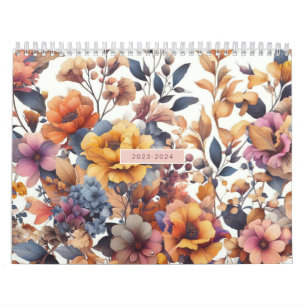 Calendrier Rose moderne floral chute girly élégant élégant
