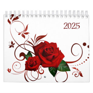 Calendrier Rose rouge Floral 2025