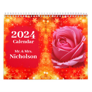 CALENDRIER ROSES ROUGES PERSONNALISÉES SUR MESURE