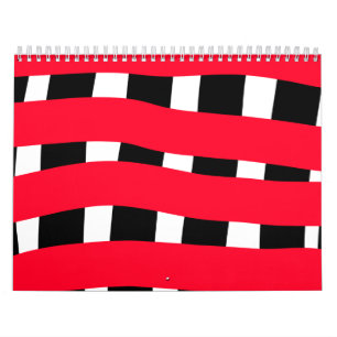 Calendrier Rouge croix noire damier simple homme garçon cadea