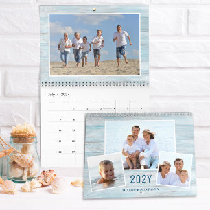 Calendrier Rustic Beach Wood Family Photos 2024