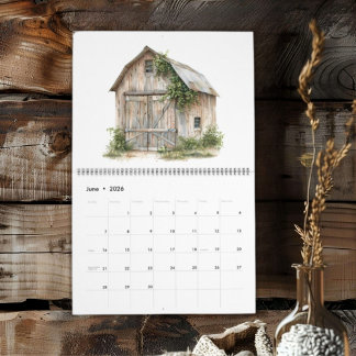 Calendrier Rustique Campagne 12 granges personnalisées différ