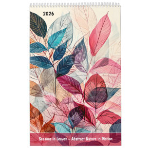 Calendrier Saisons en Feuilles – Nature Abstraite en Mouvemen