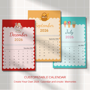 Calendrier Saisons Kawaii Colorées Chaque Mois