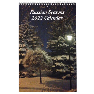 Calendrier Saisons Russes Page simple Petit Calendrier, Blanc
