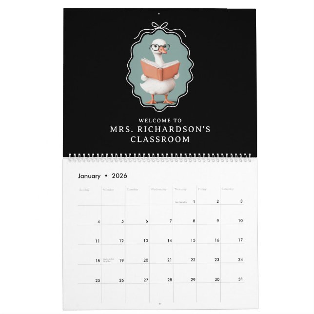 Calendrier Salle de classe du club d'enseignants de soie pers (Jan 2026)