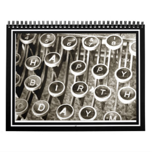 Calendrier Salutation d'anniversaire de la machine à écrire v
