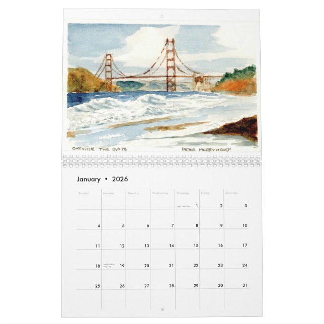 Calendrier San Francisco et le Golden Gate (Jan 2026)