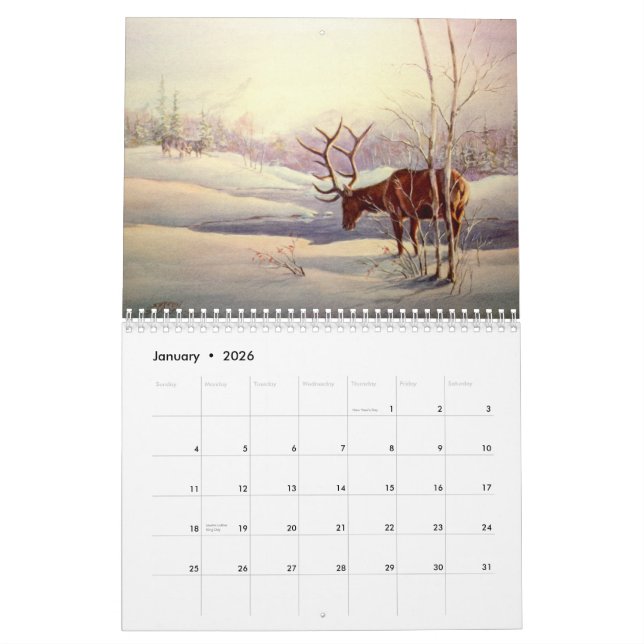 Calendrier SCÈNES OCCIDENTALES et de FAUNE par SHARON SHARPE (Jan 2026)