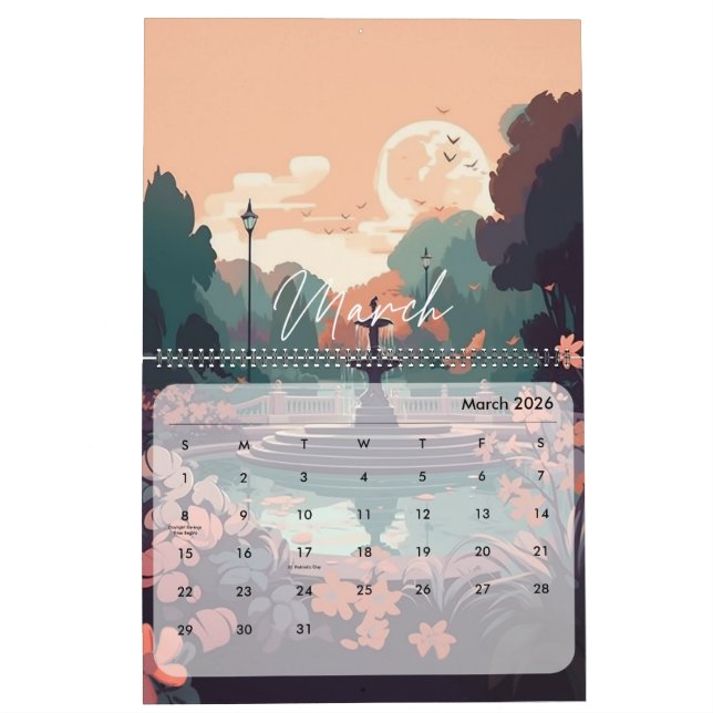 Calendrier Scènes paisibles 2025 (Mar 2026)