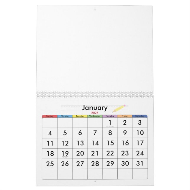 Calendrier School Daze Calendar (Jan 2026)