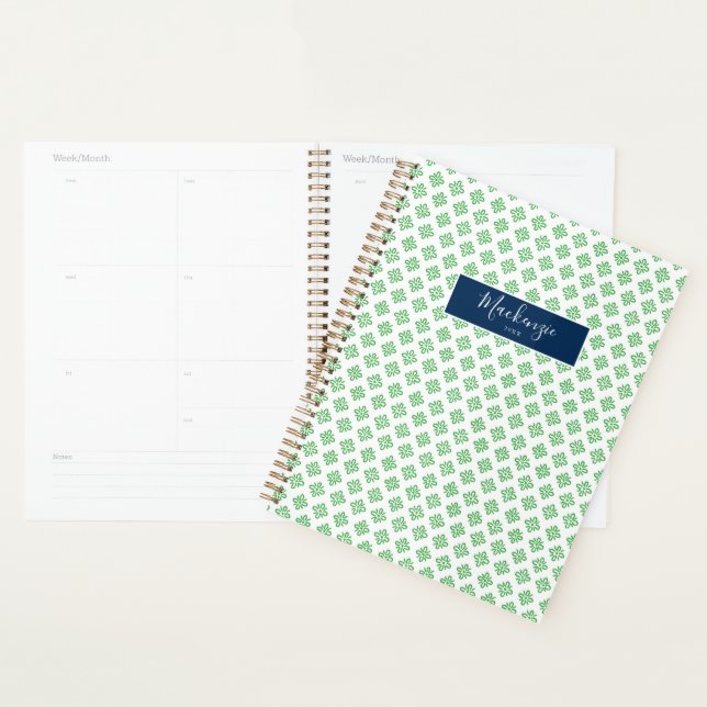 Calendrier scolaire personnalisé Motif de trèfle v (Devant avec enveloppe)