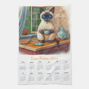 Calendrier Serviette à Thé Chat Siamois 2026