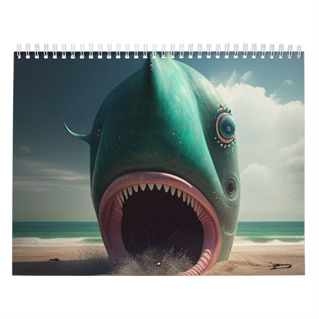 Calendrier Shark sculpture on the beach (Protection)