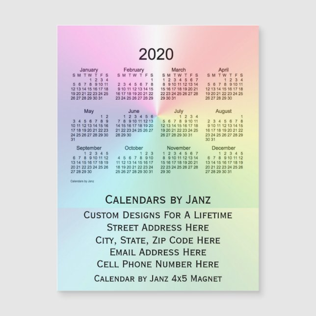 Calendrier Shimmer 2020 par Janz 4x5 Magnet (Devant)