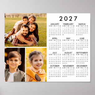 Calendrier simple 2026 Poster Collage 3 Photos
