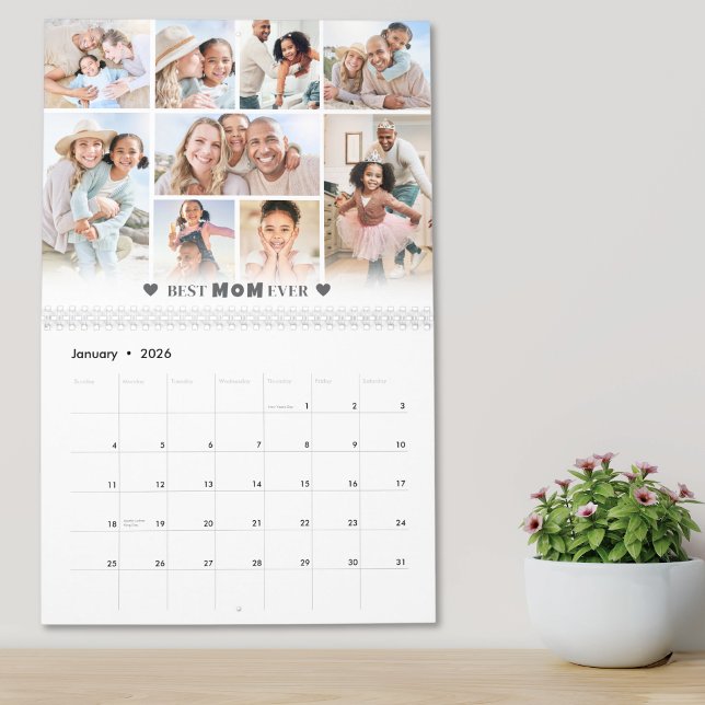 Calendrier Simple Best Mom Photo Collage Mère (Simple Best Mom Photo Collage Mother Calendar)