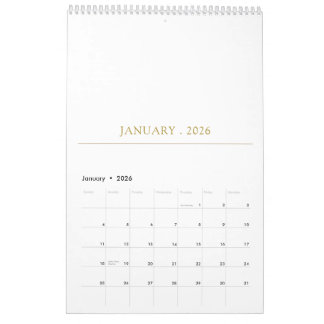 Calendrier Simple Clean Typography Design