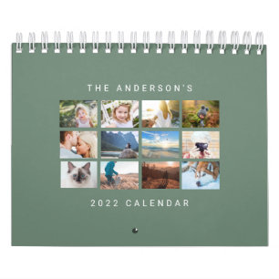 Calendrier Simple Minimaliste Personnalisé 2022 Sage Photo Ve