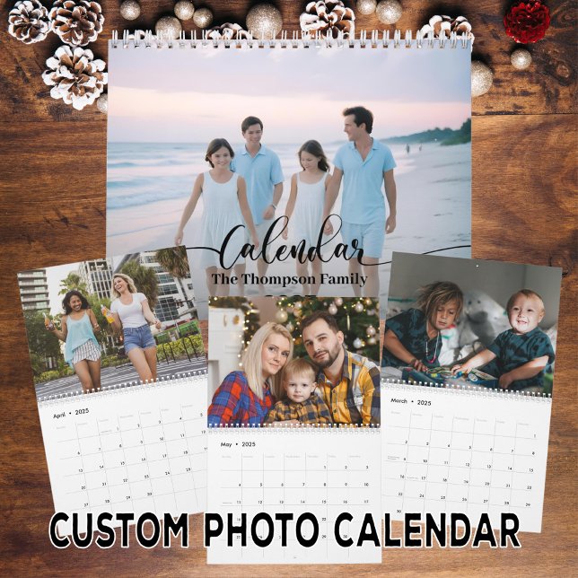 Calendrier Simple moderne personnalisé 14 photos famille 2025 (Créateur téléchargé)