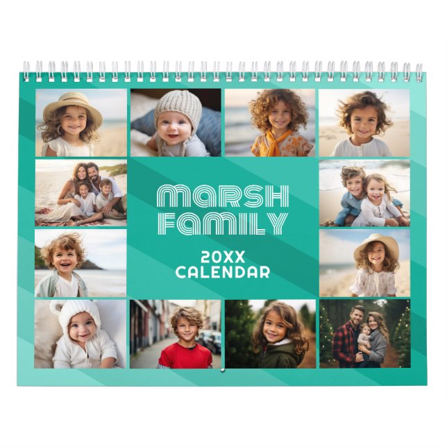 Calendrier Simple Moderne Retro Stripe photo complète chaque  (Protection)