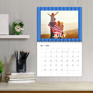 Calendrier Simple Mois Photo Grandes Blancs Colorées