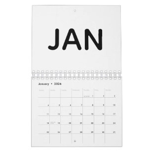 Calendrier Simple Noir et Blanc 2026