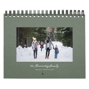 Calendrier Simple sauge vert herbine classique photo de famil