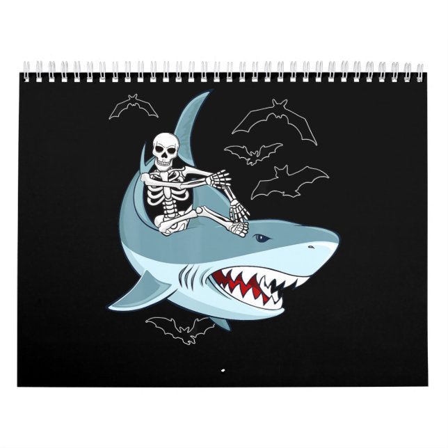 Calendrier Skeleton équitation requin Drôle cadeaux d'Hallowe (Protection)