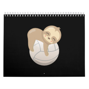 Calendrier Sloth Volleyball Cute Animal Lover Cadeau Long Sle