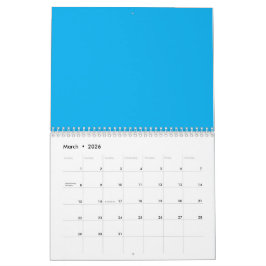 Calendrier Solid Cyan Blue Background | Summer Minimal Style