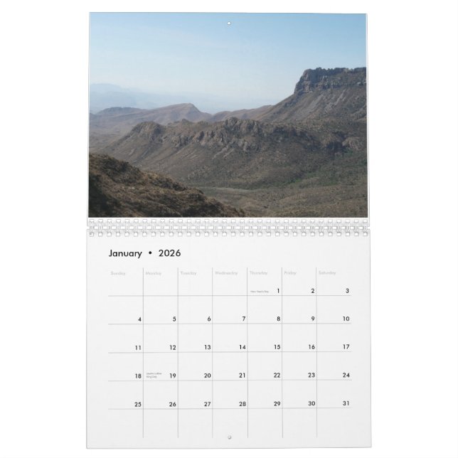 Calendrier Souvenirs de la Texas-Photographie (Jan 2026)