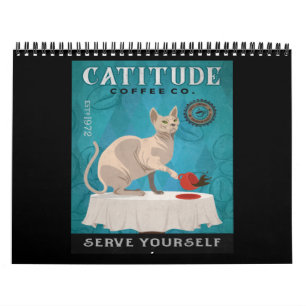 Calendrier Sphynx Cat Coffee Funny Catitude Serve Yourself