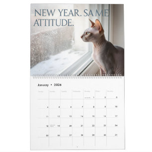 Calendrier Sphynx parle : Art humoristique mensuel de chat mo