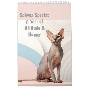 Calendrier Sphynx parle : Art mensuel éditable de l'humour fé