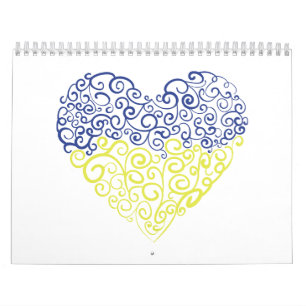 Calendrier Spiral tourbillons mehandi coeur drapeau ukrainien