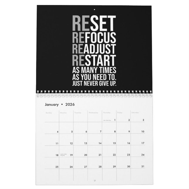 Calendrier Succès Grind Entrepreneur Gym Hustle Inspiration (Jan 2026)