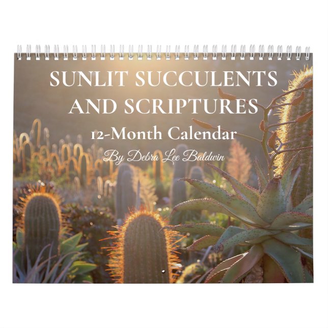 Calendrier Succulents et Écritures illuminés 12 mois (Protection)