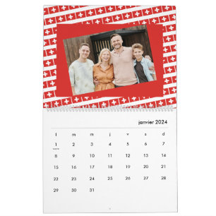 Calendrier Suisse Ajoutez votre photo Drapeau Suisse 2026