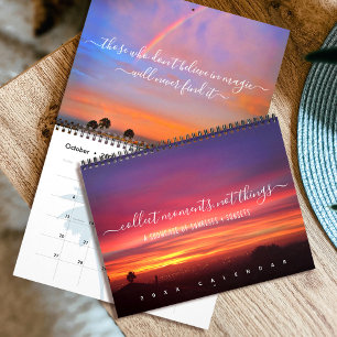 Calendrier Sunrise Sunsets Citations Script Photographie côti