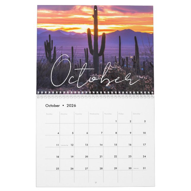Calendrier Sunset 2026 personnalisé Californie & A (Oct 2026)